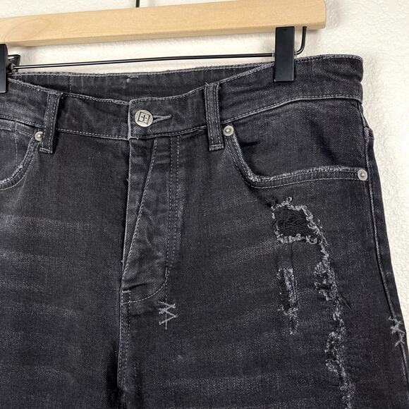 Ksubi Van Winkle Trashed Noir Skinny Jeans Distressed 32" Grunge Indie Sleaze - Picture 8 of 16